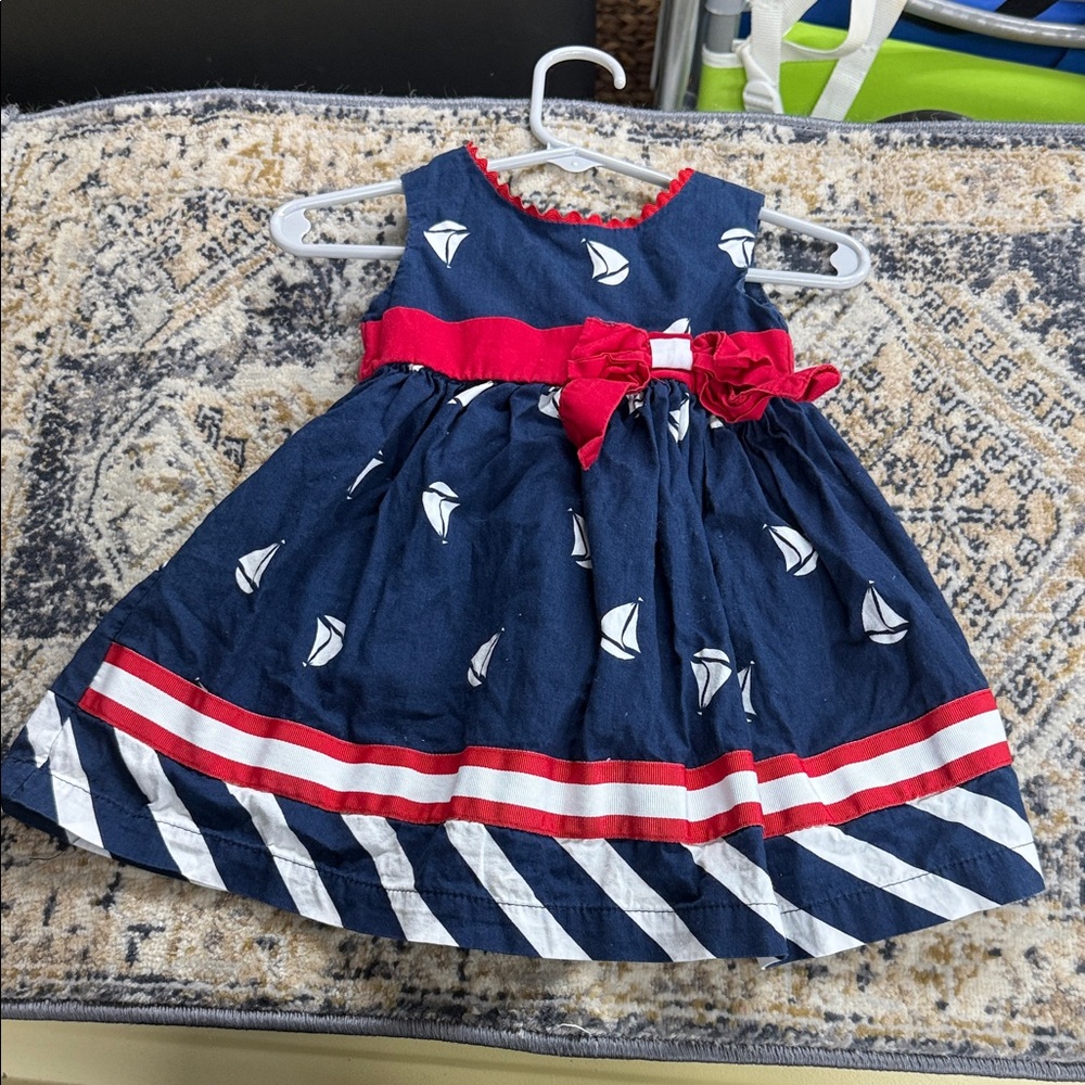 Nautical Navy and Red Kids Dress